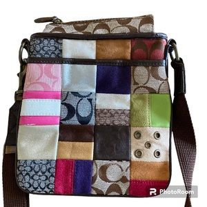 Coach signature patchwork swing crossbody bag